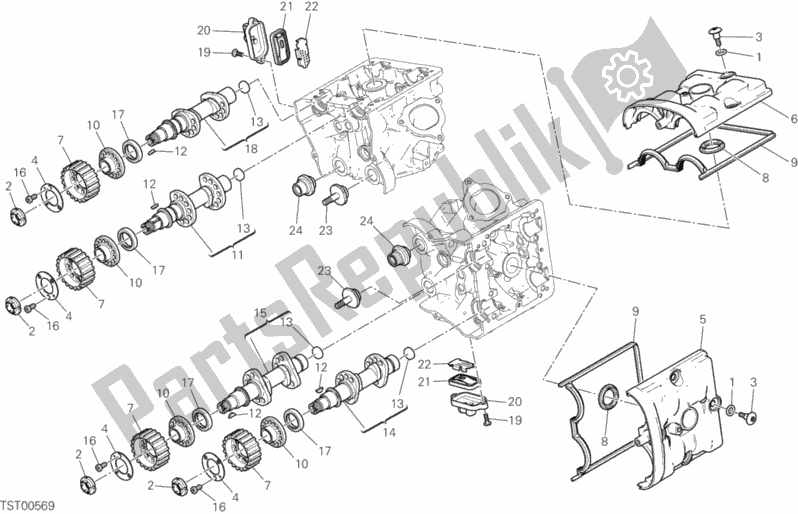 All parts for the Cylinder Head : Timing System of the Ducati Hypermotard 939 SP USA 2016